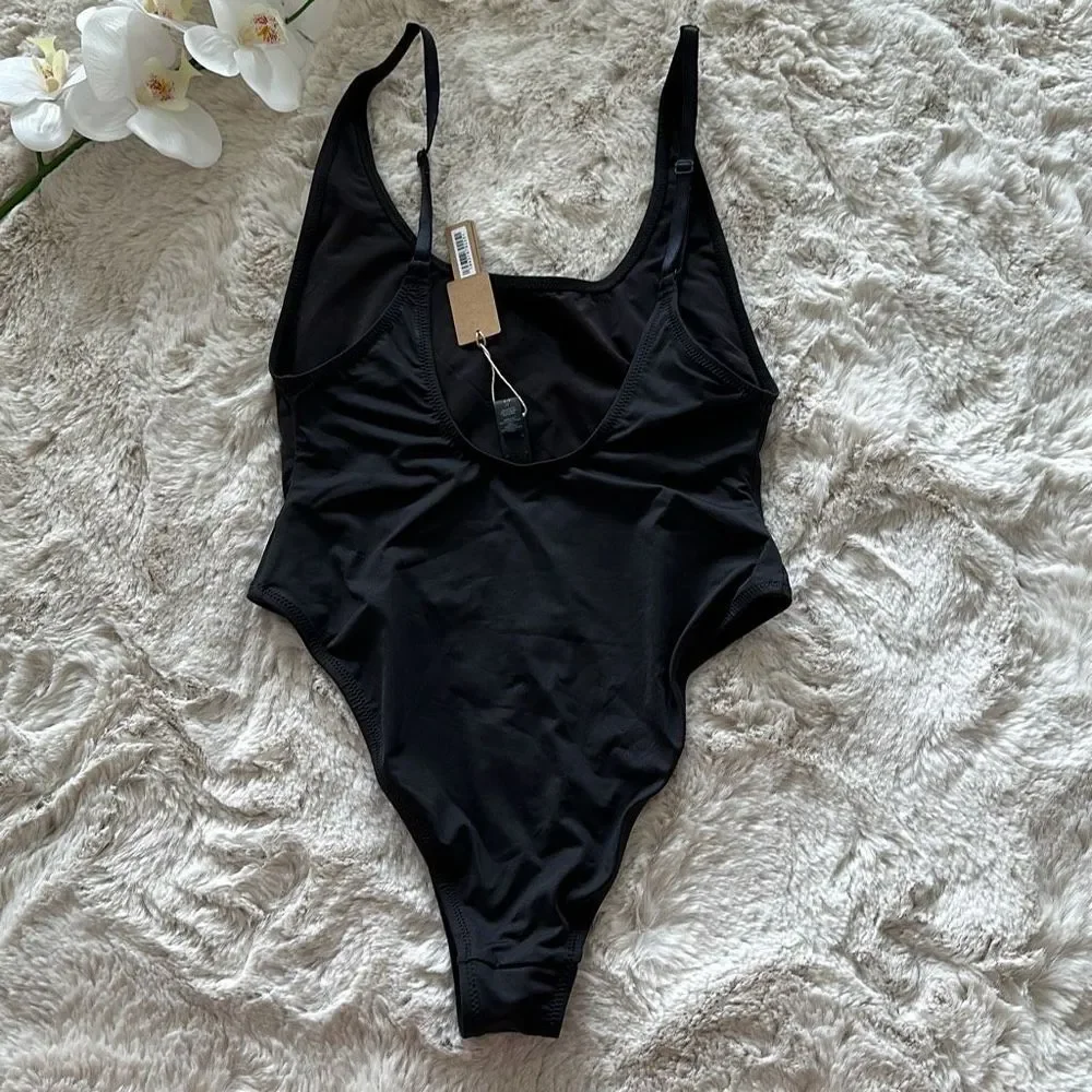 SKIMS Signature Swim Scoop Neck One Piece Onyx Size L